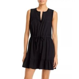 CINQ À SEPT Lannah Sleeveless Silk Tie-Waist Mini-Dress Black XS